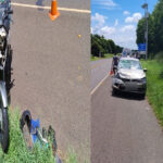 Motociclista vai pegar manga e por pouco não morre