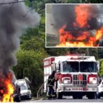Jeep explode em chamas durante test drive