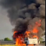 Ônibus com atletas pega fogo no interior de São Paulo