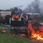 Carro pega fogo na rodovia Washington Luís