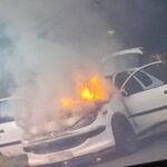 Carro sem seguro e financiado pela fogo quase defronte delegacia